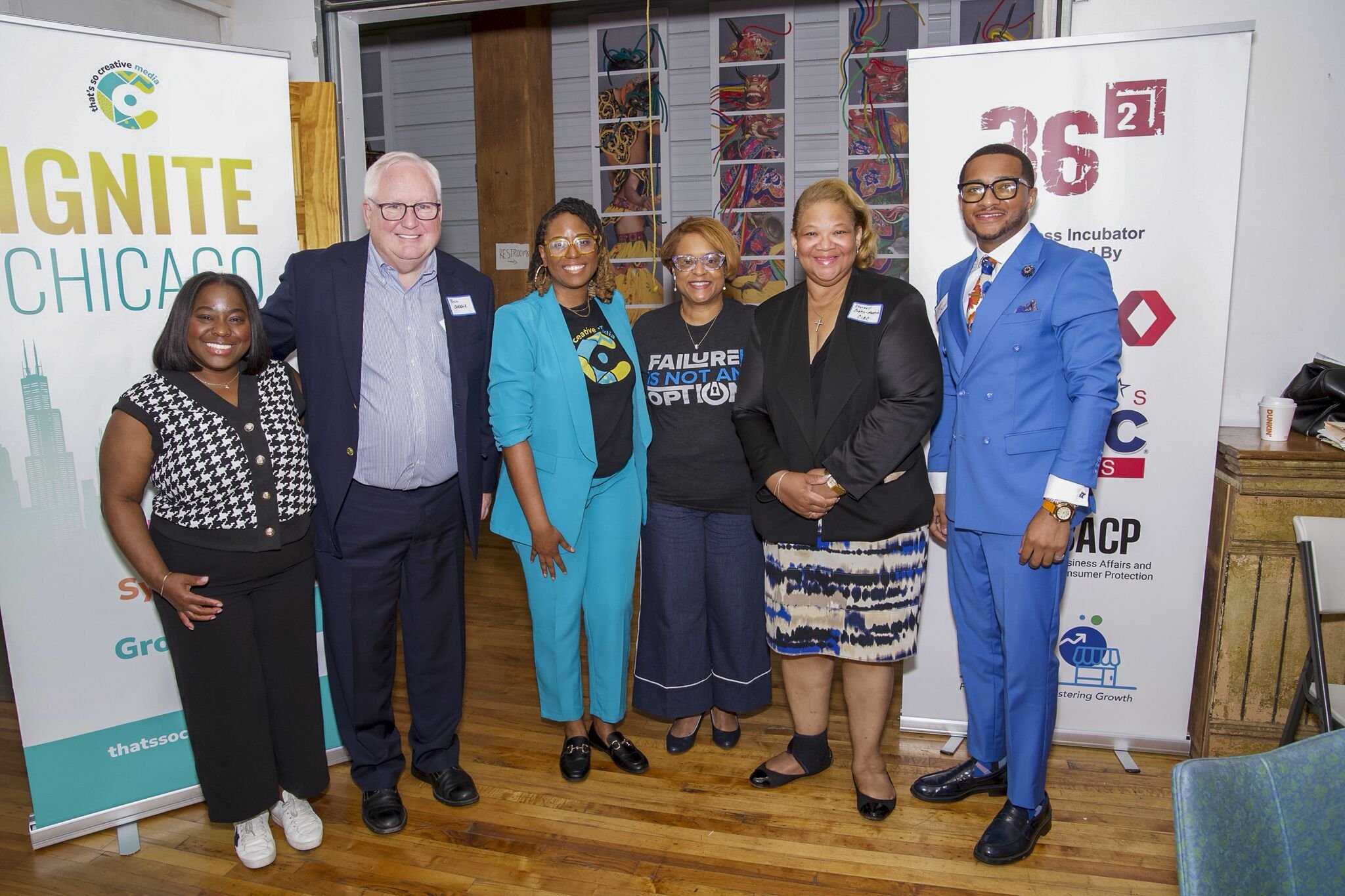 Adrienne McFarland at a partnership event with business and community leaders.